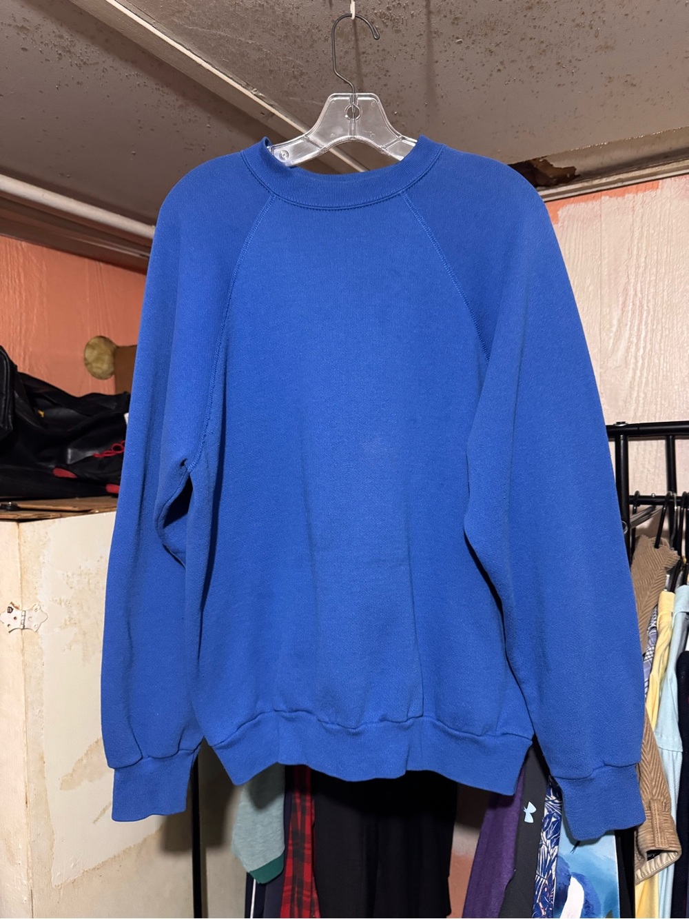 Vintage Tultex Crewneck Sweatshirt Mens Large Blue Raglan Made In USA 90s Retro